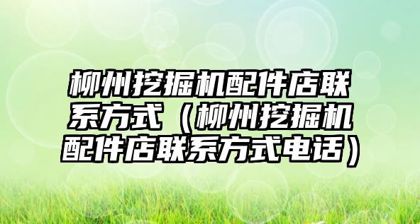 柳州挖掘機配件店聯系方式（柳州挖掘機配件店聯系方式電話）