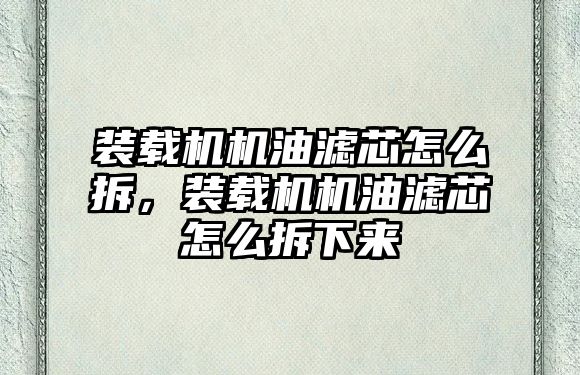 裝載機機油濾芯怎么拆，裝載機機油濾芯怎么拆下來