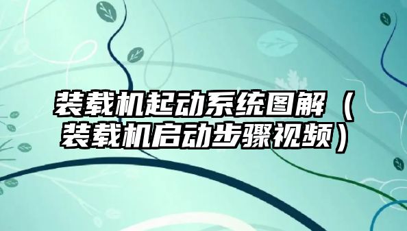 裝載機起動系統圖解（裝載機啟動步驟視頻）