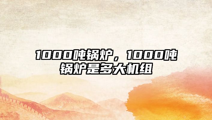 1000噸鍋爐，1000噸鍋爐是多大機組