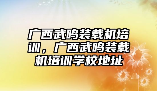 廣西武鳴裝載機培訓，廣西武鳴裝載機培訓學校地址