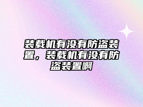 裝載機有沒有防盜裝置，裝載機有沒有防盜裝置啊