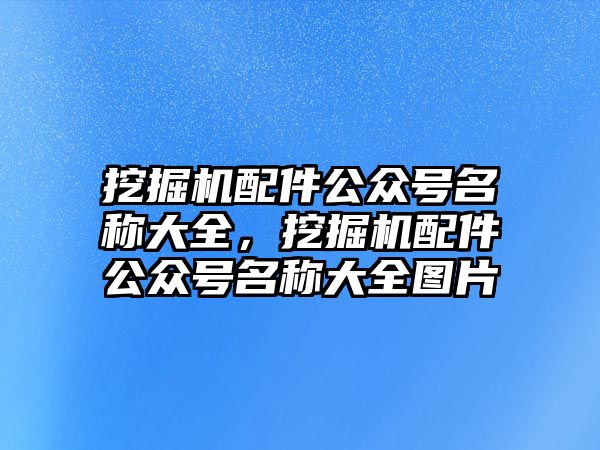 挖掘機(jī)配件公眾號(hào)名稱大全，挖掘機(jī)配件公眾號(hào)名稱大全圖片