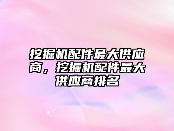 挖掘機配件最大供應商，挖掘機配件最大供應商排名