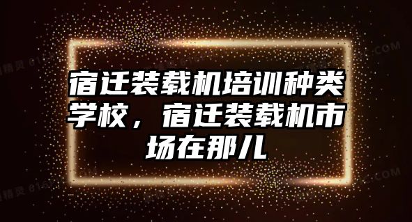 宿遷裝載機培訓(xùn)種類學(xué)校，宿遷裝載機市場在那兒