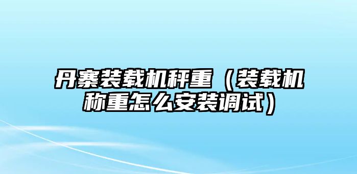 丹寨裝載機秤重（裝載機稱重怎么安裝調試）