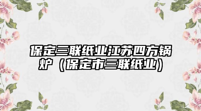 保定三聯紙業江蘇四方鍋爐（保定市三聯紙業）