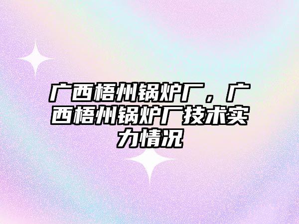 廣西梧州鍋爐廠，廣西梧州鍋爐廠技術實力情況