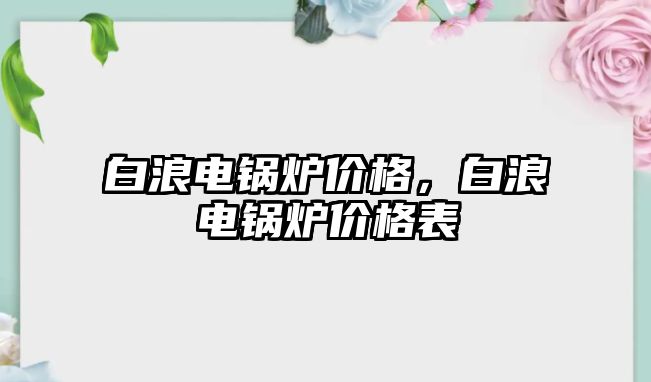 白浪電鍋爐價格，白浪電鍋爐價格表