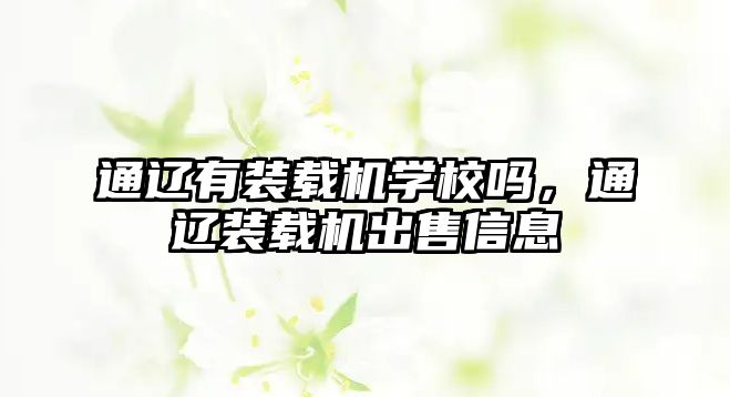 通遼有裝載機學(xué)校嗎，通遼裝載機出售信息