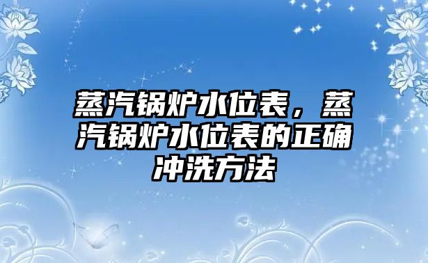 蒸汽鍋爐水位表，蒸汽鍋爐水位表的正確沖洗方法