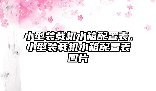 小型裝載機(jī)水箱配置表，小型裝載機(jī)水箱配置表圖片