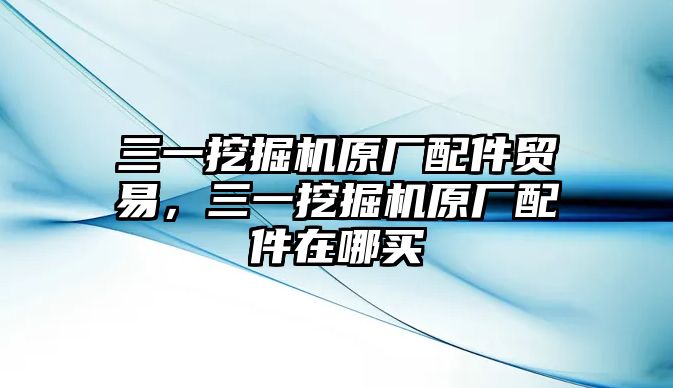 三一挖掘機原廠配件貿易，三一挖掘機原廠配件在哪買