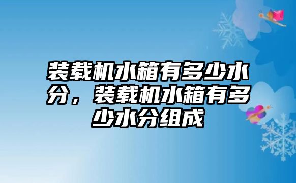 裝載機水箱有多少水分，裝載機水箱有多少水分組成