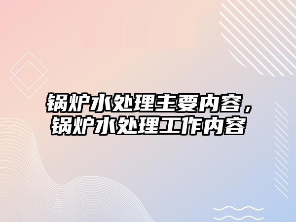 鍋爐水處理主要內容，鍋爐水處理工作內容