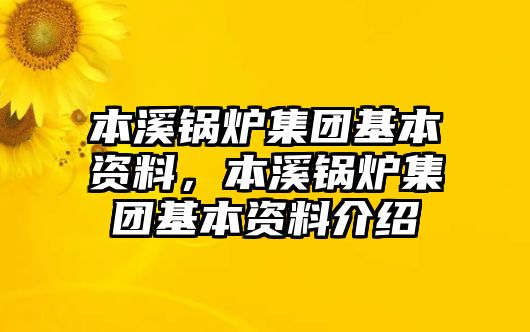 本溪鍋爐集團基本資料，本溪鍋爐集團基本資料介紹