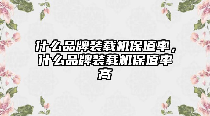 什么品牌裝載機保值率，什么品牌裝載機保值率高