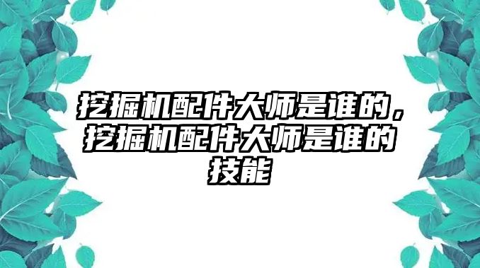 挖掘機配件大師是誰的，挖掘機配件大師是誰的技能