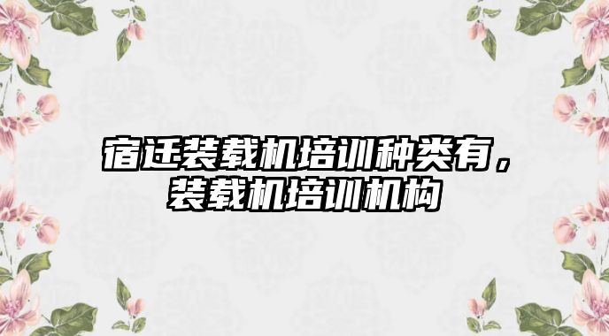 宿遷裝載機(jī)培訓(xùn)種類有，裝載機(jī)培訓(xùn)機(jī)構(gòu)