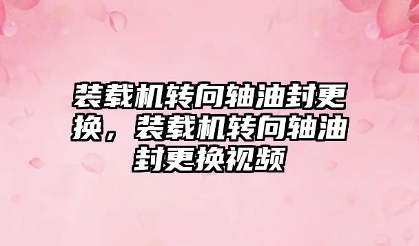 裝載機轉向軸油封更換，裝載機轉向軸油封更換視頻