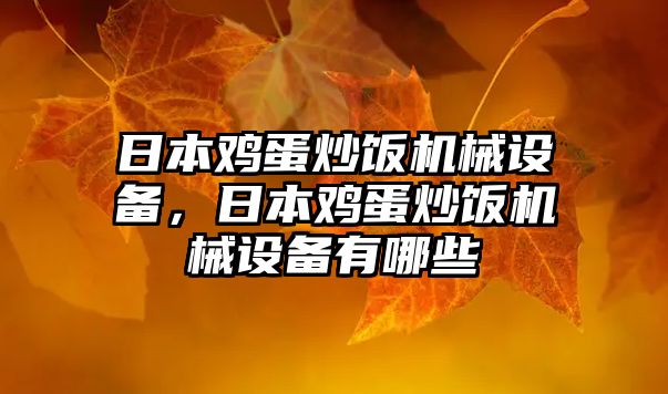 日本雞蛋炒飯機械設備，日本雞蛋炒飯機械設備有哪些