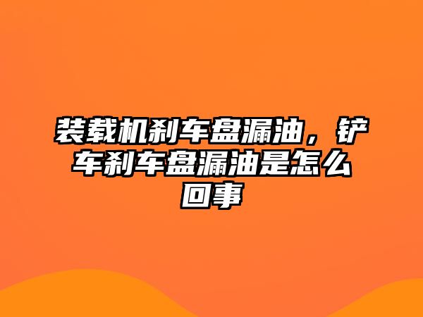 裝載機剎車盤漏油，鏟車剎車盤漏油是怎么回事