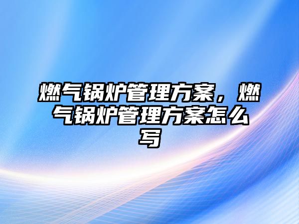 燃?xì)忮仩t管理方案，燃?xì)忮仩t管理方案怎么寫