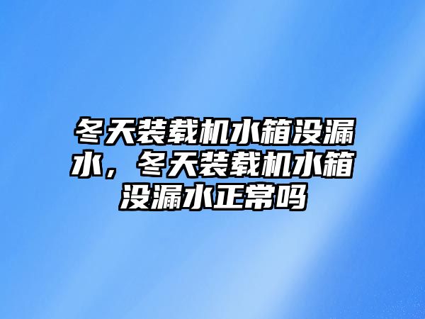 冬天裝載機水箱沒漏水，冬天裝載機水箱沒漏水正常嗎