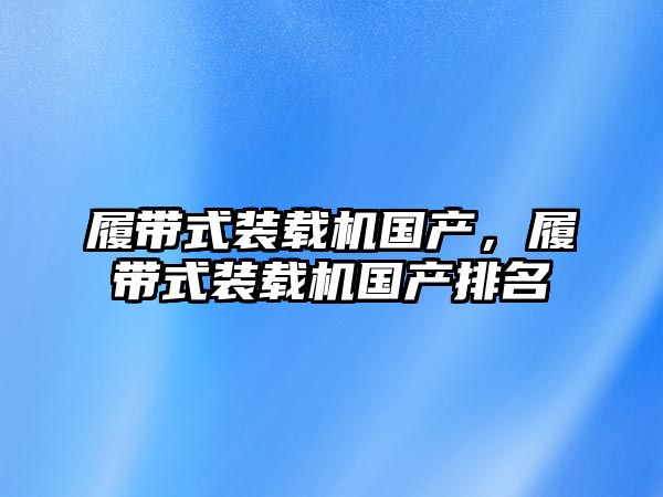 履帶式裝載機國產，履帶式裝載機國產排名