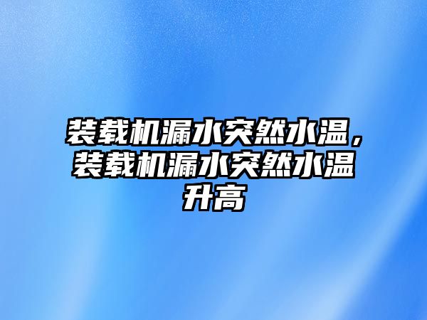 裝載機漏水突然水溫，裝載機漏水突然水溫升高