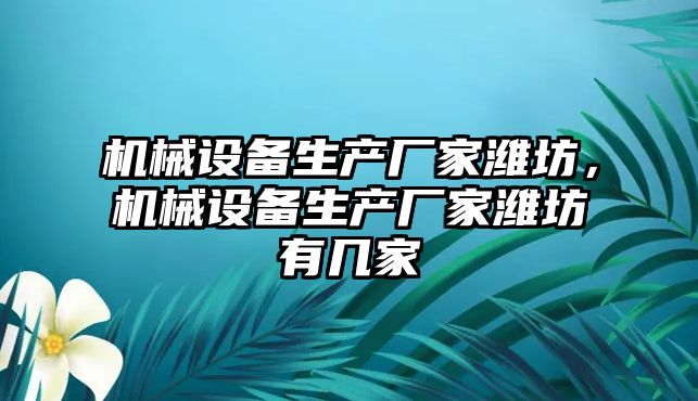 機械設備生產廠家濰坊，機械設備生產廠家濰坊有幾家