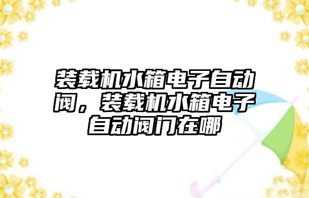 裝載機水箱電子自動閥，裝載機水箱電子自動閥門在哪