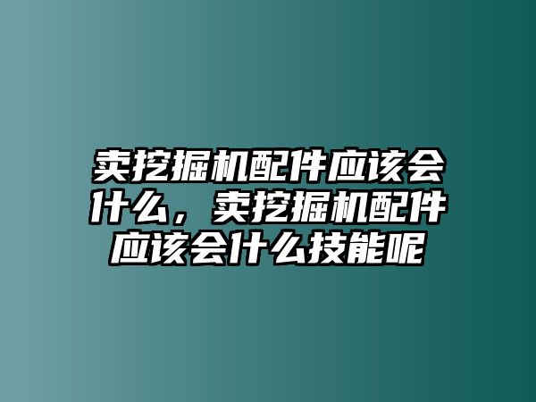 賣挖掘機(jī)配件應(yīng)該會什么，賣挖掘機(jī)配件應(yīng)該會什么技能呢