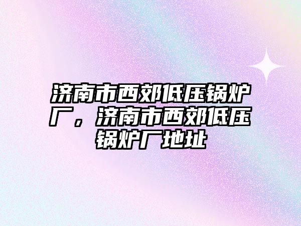 濟南市西郊低壓鍋爐廠，濟南市西郊低壓鍋爐廠地址