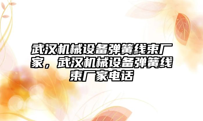 武漢機械設備彈簧線束廠家，武漢機械設備彈簧線束廠家電話