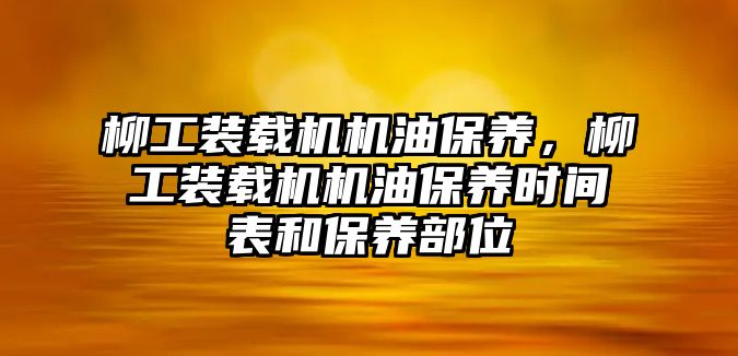 柳工裝載機(jī)機(jī)油保養(yǎng)，柳工裝載機(jī)機(jī)油保養(yǎng)時間表和保養(yǎng)部位