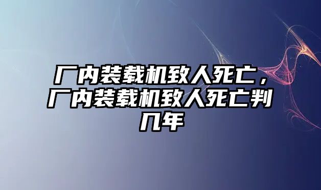 廠內裝載機致人死亡，廠內裝載機致人死亡判幾年