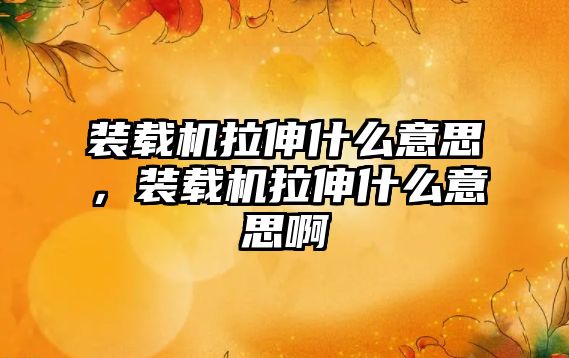 裝載機拉伸什么意思，裝載機拉伸什么意思啊