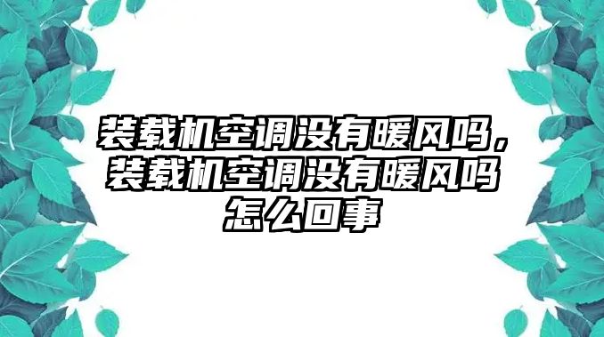 裝載機空調(diào)沒有暖風(fēng)嗎，裝載機空調(diào)沒有暖風(fēng)嗎怎么回事