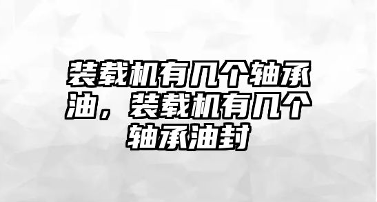 裝載機有幾個軸承油，裝載機有幾個軸承油封