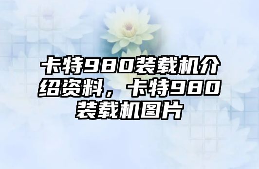 卡特980裝載機介紹資料，卡特980裝載機圖片