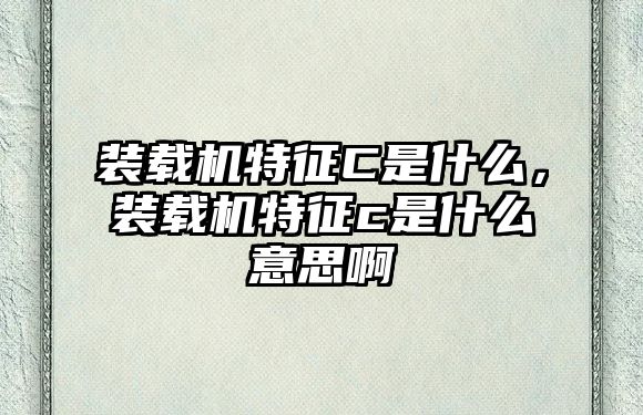 裝載機特征C是什么，裝載機特征c是什么意思啊