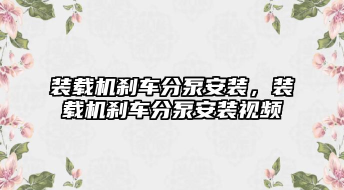 裝載機剎車分泵安裝，裝載機剎車分泵安裝視頻