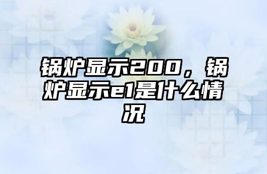 鍋爐顯示200，鍋爐顯示e1是什么情況