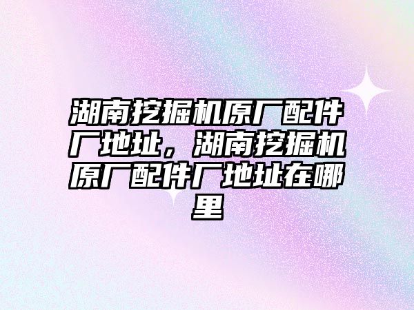 湖南挖掘機原廠配件廠地址，湖南挖掘機原廠配件廠地址在哪里