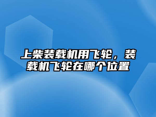 上柴裝載機用飛輪，裝載機飛輪在哪個位置