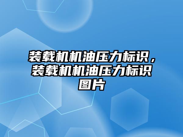 裝載機機油壓力標(biāo)識，裝載機機油壓力標(biāo)識圖片