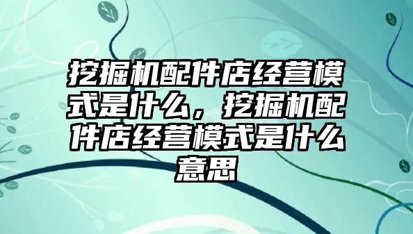 挖掘機配件店經營模式是什么，挖掘機配件店經營模式是什么意思