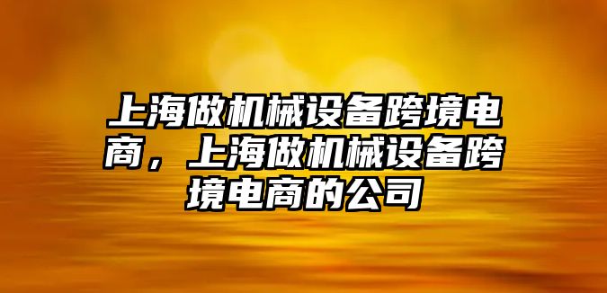 上海做機(jī)械設(shè)備跨境電商，上海做機(jī)械設(shè)備跨境電商的公司