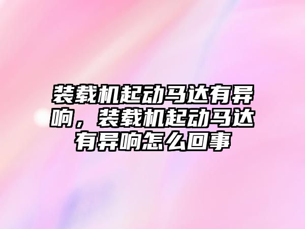 裝載機起動馬達有異響，裝載機起動馬達有異響怎么回事